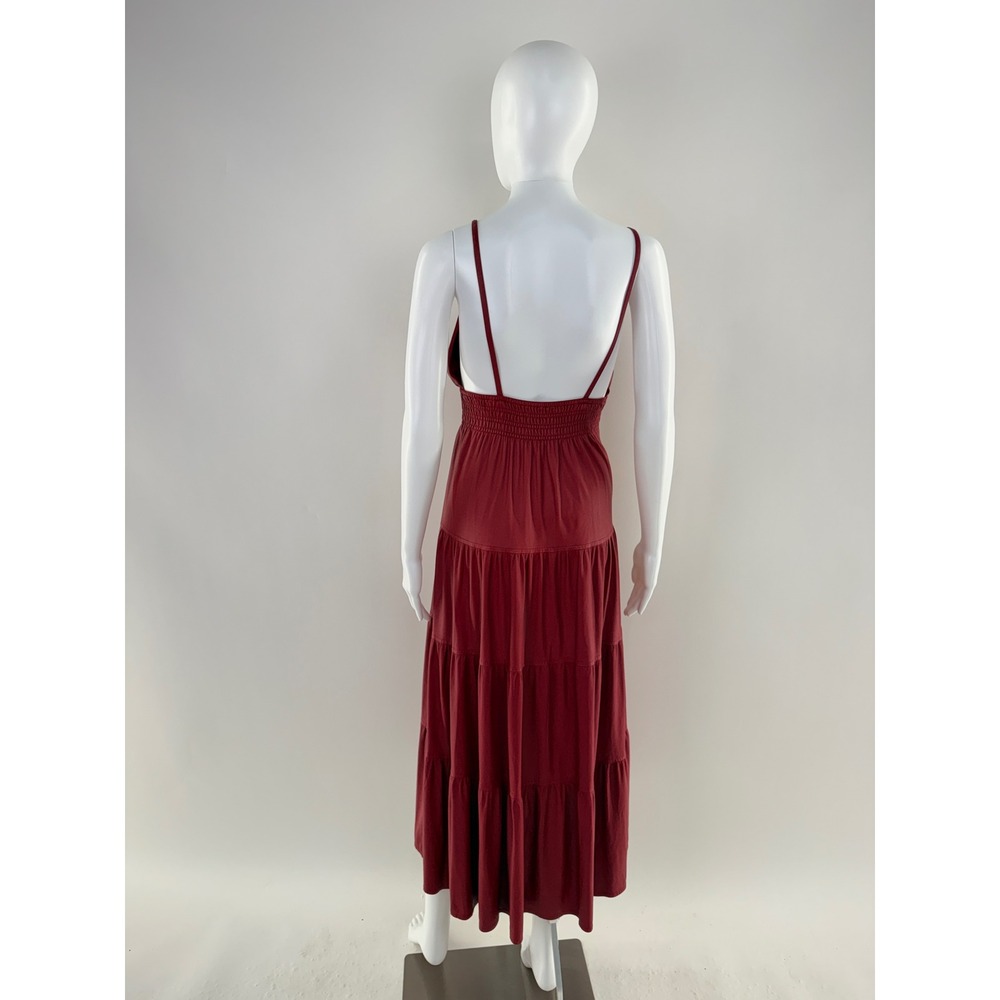 Derek Lam 10 Crosby Red Faux Leather Tiered Spaghetti Strap Maxi Dress Size 4 - Picture 4 of 10
